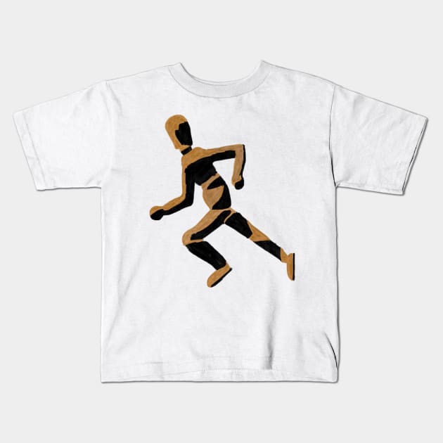 Running Armature Oil Painting Kids T-Shirt by GMAT